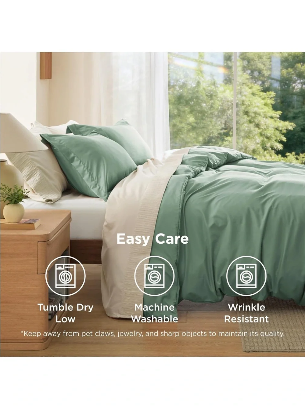 NEW Bedsure Twin/Twin XL Duvet Cover, Double Brushed Bedding Set, Sage Green
